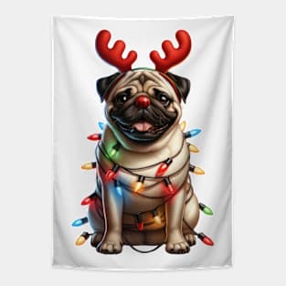 Christmas Red Nose Pug Dog Tapestry