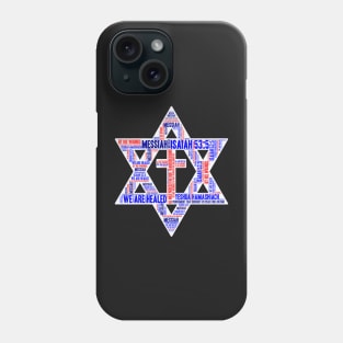 Isaiah 53-5 Word Cloud Messianic Star David Crucifix Phone Case