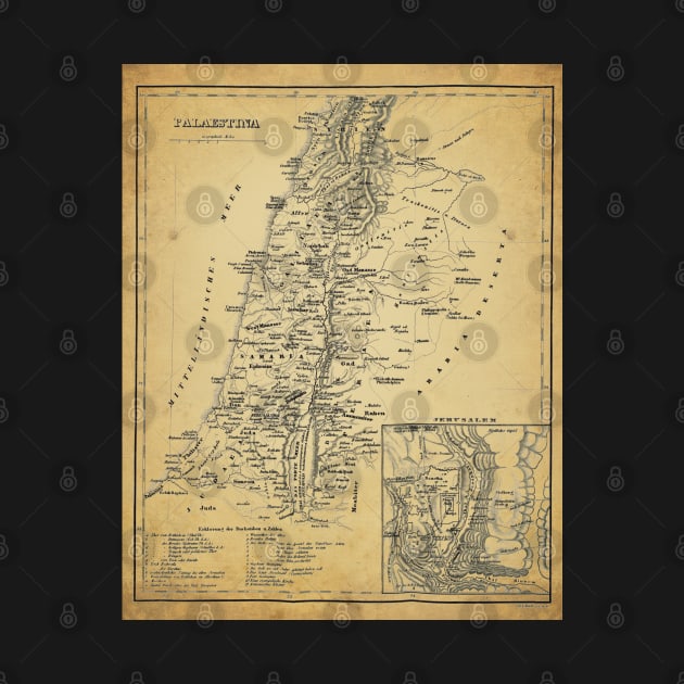 Old Map - Vintage - Palestine - Jerusalem by Labonneepoque
