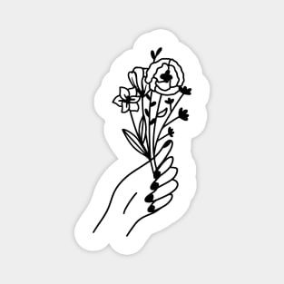 Hand holding flowers Magnet