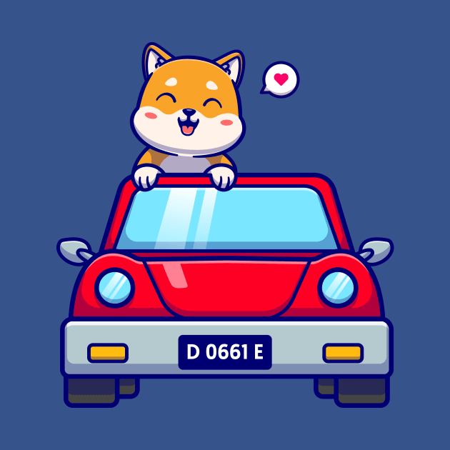 Cute Shiba Inu Driving Car Cartoon by Catalyst Labs