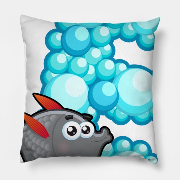 Letter E Fishy Bubbly Alphabet Pillow by PosterpartyCo