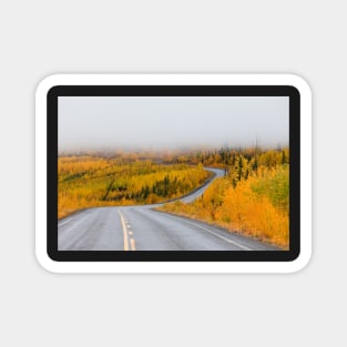 Winding golden fall taiga road Yukon Canada Magnet