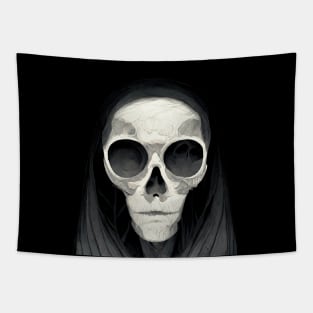 Hooded skull portrait Tapestry