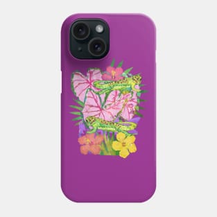 Tropical Gecko with Hibiscus Flowers Phone Case