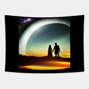 Valentine Wall Art -  Cosmic Wonder - Unique Valentine Fantasy Planet Landsape - Photo print, canvas, artboard print Tapestry