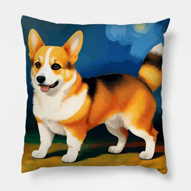 Cute Corgi Pillow by Ray Crimson