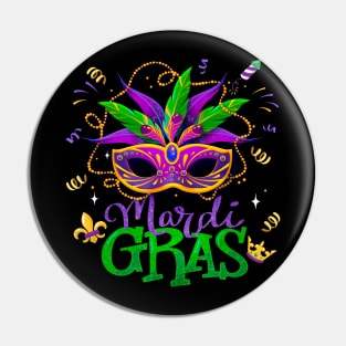 Mardi Gras Mardi Gras Beads Mask Joker Hat Carnival 2024 Pin