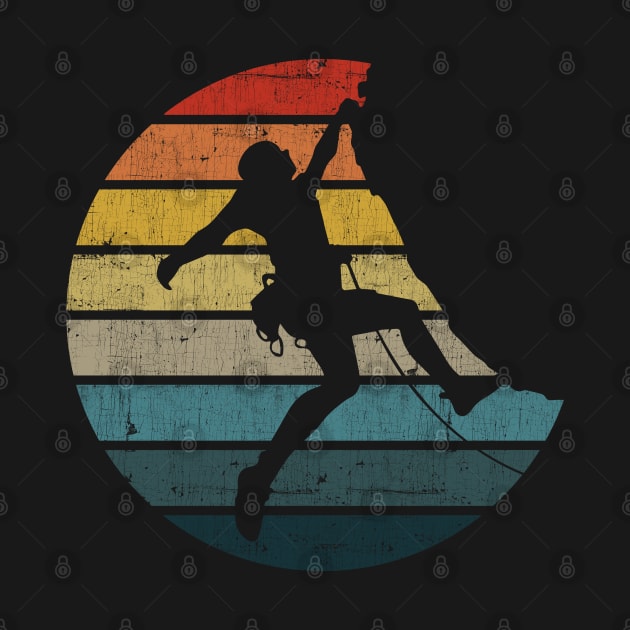Bouldering Silhouette On A Distressed Retro Sunset graphic by theodoros20