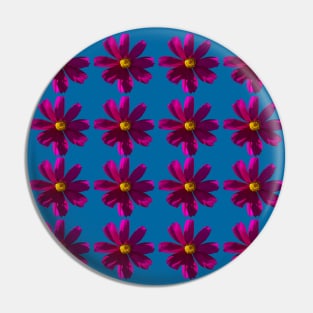 Dark Pink Cosmos Flowers Pattern Pin