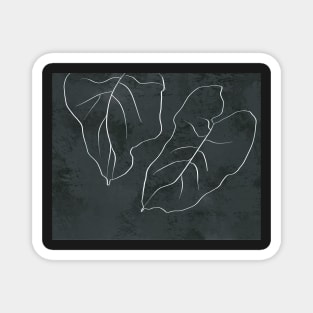 Two Leaves minimalist line drawing Magnet