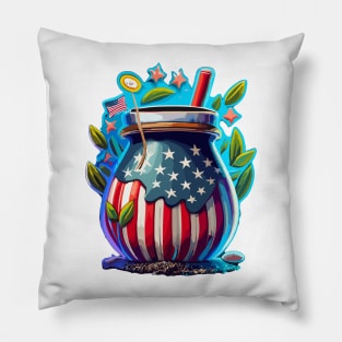 Yerba Mate American Flag Pillow