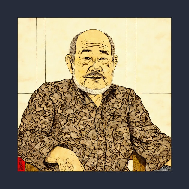 Asian painting. An elderly bearded man looking at camera by KOTYA