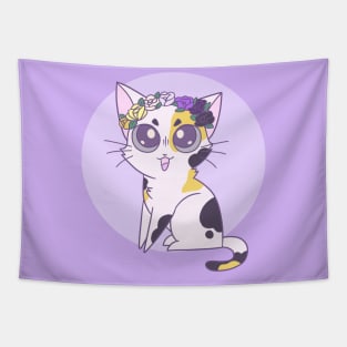 Subtle Nonbinary Pride Cat Tapestry