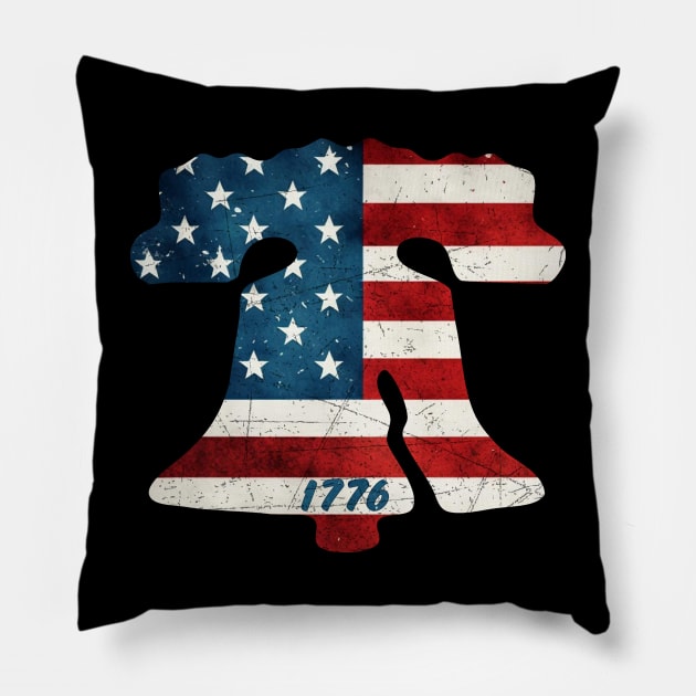 Philadelphia Liberty Bell American Flag Grunge 1776 Stars and Stripes Philly Fan Favorite Pillow by TeeCreations