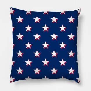 Red and White Star Pattern on Blue Pillow