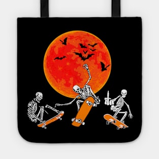 Funny Skeleton Skateboard Skate Halloween Skateboarding Tote