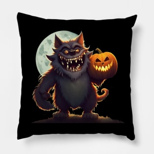 Halloween Little Werewolf with Pumpkin Pillow
