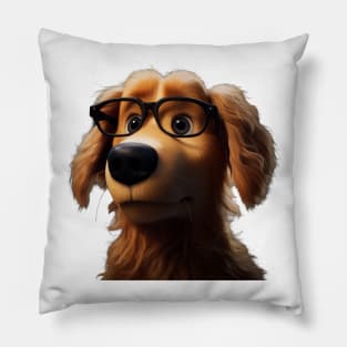 Golden Retriever Lilly with Glasses Pillow