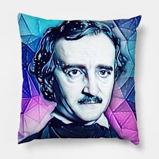 Edgar Allan Poe Black Snowy Portrait | Edgar Allan Poe Artwork 5 Pillow