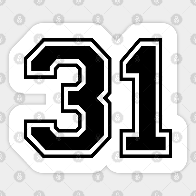 Number 31 Thirty One 31st Birthday Age Anniversary Numeral Black