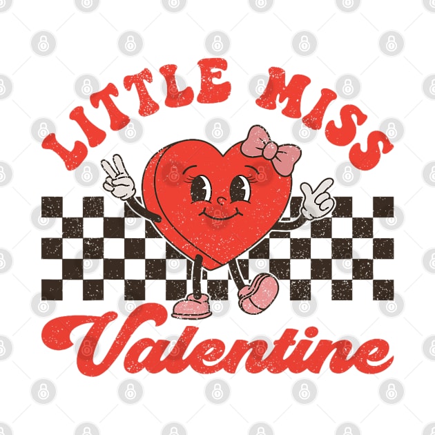 Retro Groovy Little Miss Valentine For Girls Kids Love Vibes by Mitsue Kersting