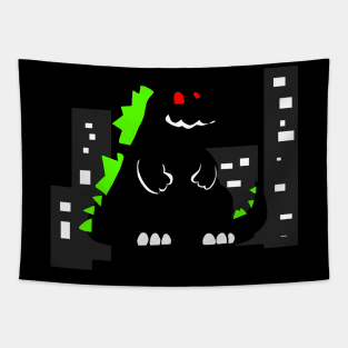 Baby Godzilla in the middle of town Tapestry