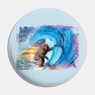 Surfing monkey Pin