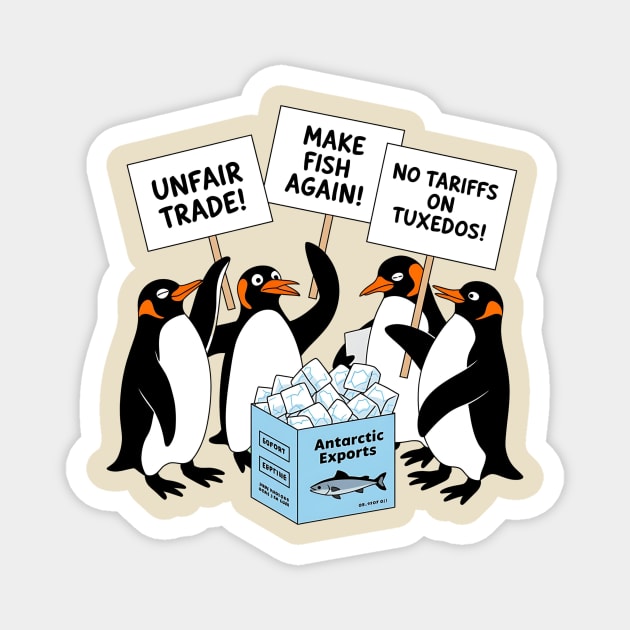 Funny Penguins Protest Against Tariffs-Sarcastic Penguin Graphic-Political Humor-Penguins Holding Signs-Animal Protest Design Magnet by ArtistTee ⭐⭐⭐⭐⭐