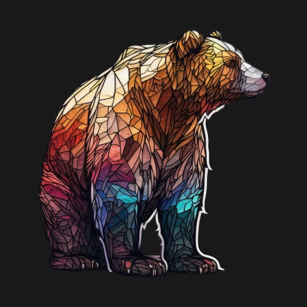 Grizzly Bear Animal Portrait Stained Glass Wildlife Outdoors Adventure by Cubebox