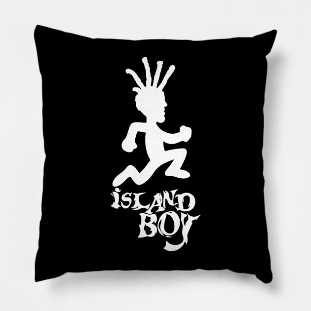 Island Boy (white print) Pillow by TommyVision