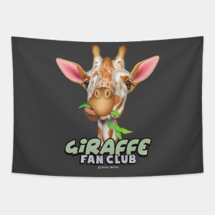 funny cute fan of Giraffe Chewing Leaves Tapestry