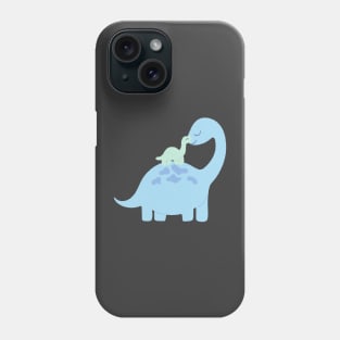 Dinosaur kids logo blue green mum mummy baby Phone Case