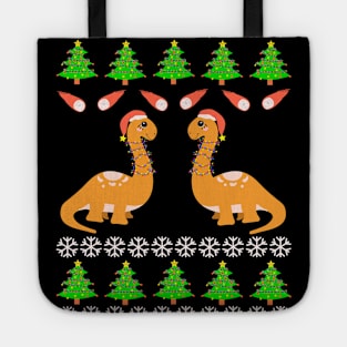 Dinossaur Ugly Christmas Sweater Design Tote