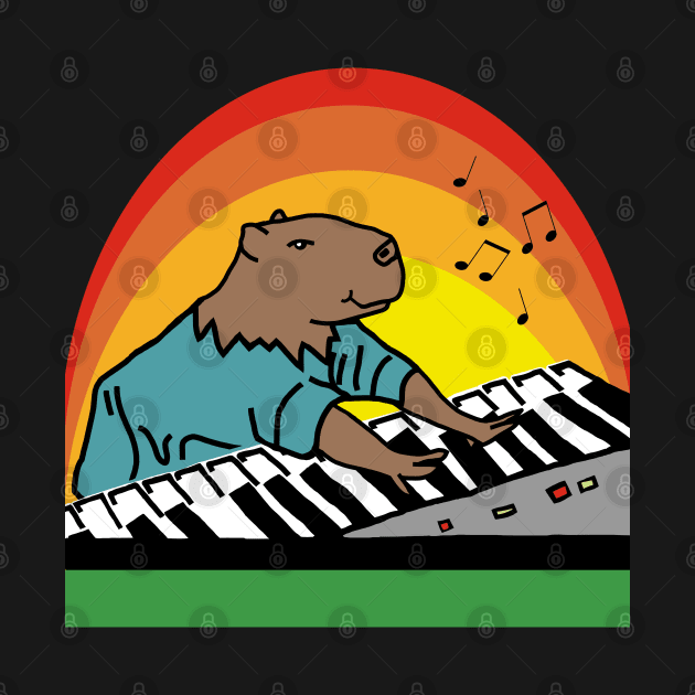 Funny Capybara Makes Music with Piano Keyboards by ellenhenryart