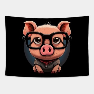 cute pig glasses Tapestry