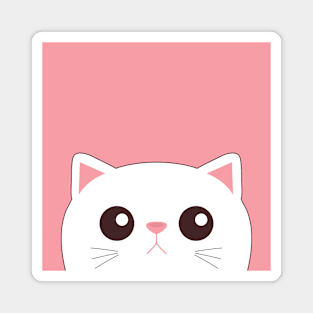 Cute peeking white cat face Magnet