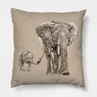 Swirly Elephant Family Pillow