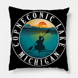 Copneconic Lake Kayaking Michigan Sunset Pillow