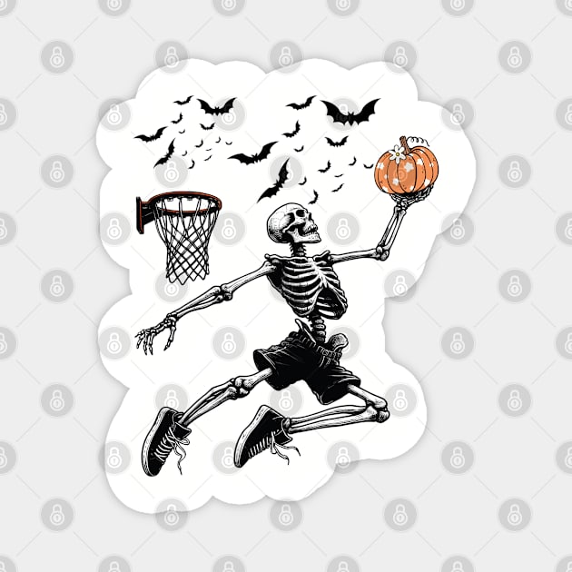 Basketball Skeleton Halloween Magnet by JessArty