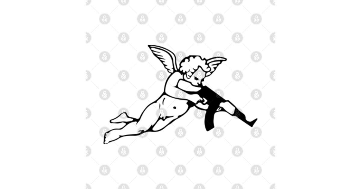 Эскиз ангел с автоматом тату значение