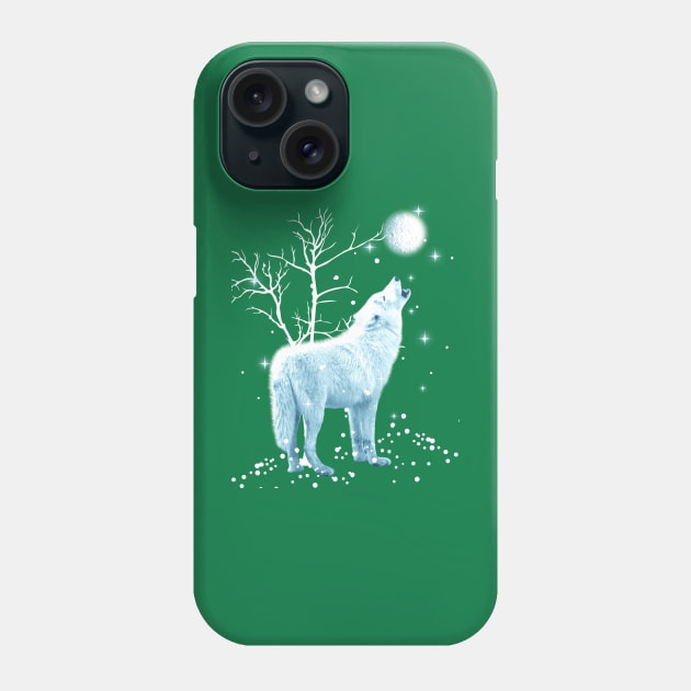 White Wolf Winter Moon Phone Case by emma17
