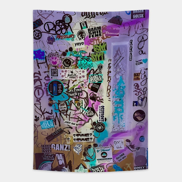 Urban Stickers Tags Graffiti City Tapestry by eleonoraingrid