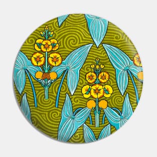 Little flower in yellow blue and light green design Pin