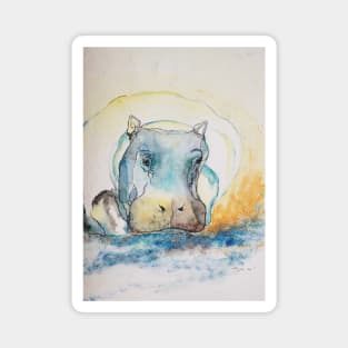 Water Color Hippopotamus Magnet