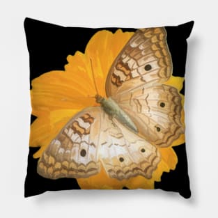 Marigolds Yellow Flower Brown Butterfly Pillow