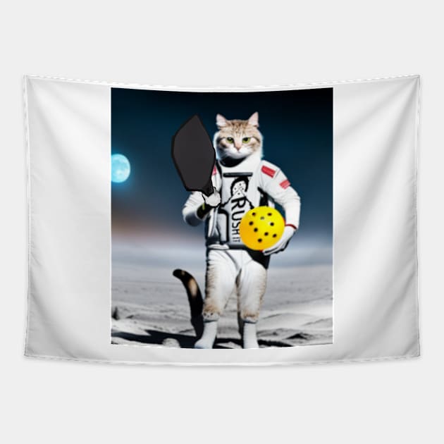 Pickleball space cat Tapestry by Awayzone