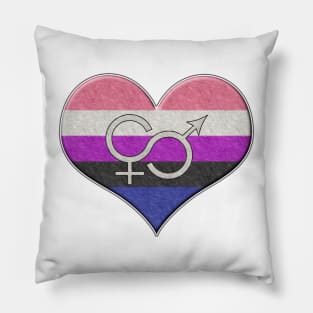 Large Gender Fluid Pride Flag Colored Heart with Ace Symbol Pillow