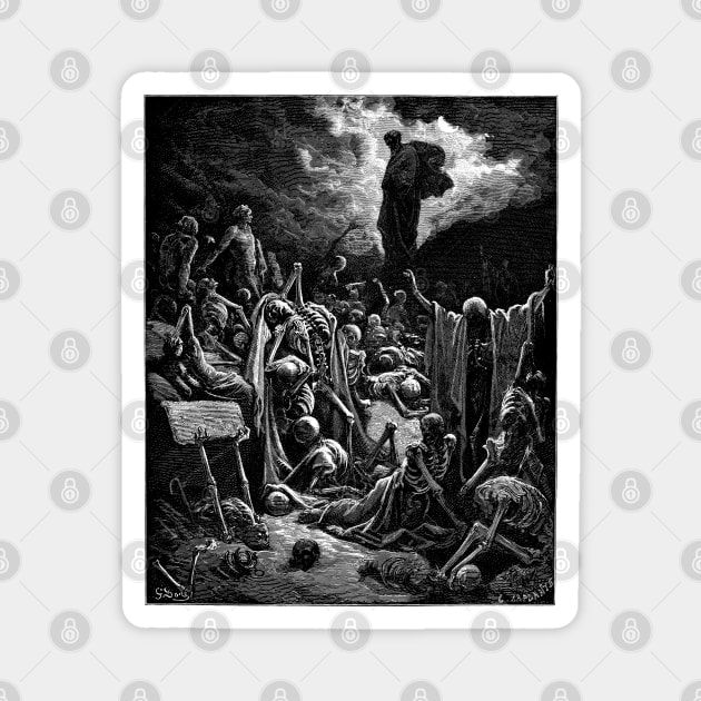 The Vision of the Valley of the Dry Bones - Gustave Doré, La Grande Bible de Tours, Aesthetic, Gothic, Metal Magnet by SpaceDogLaika