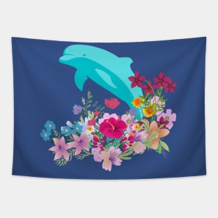 Dolphin Flowers Tapestry